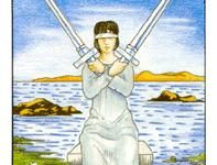 韦特塔罗牌宝剑二正位牌意书_上官樰